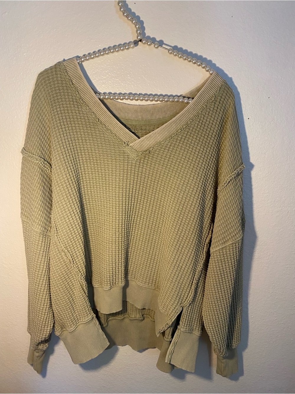 American eagle aerie women’s size XXS green long sleeve Henley